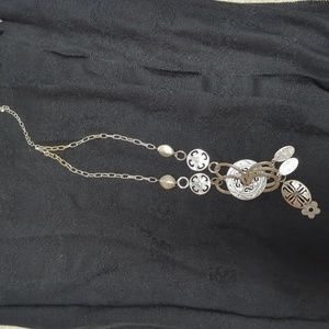 Silver three dimensional necklace with rhinestone accents same day shipping